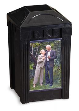 I Remember Urn - Black Marble Plastic w/1 picture pane